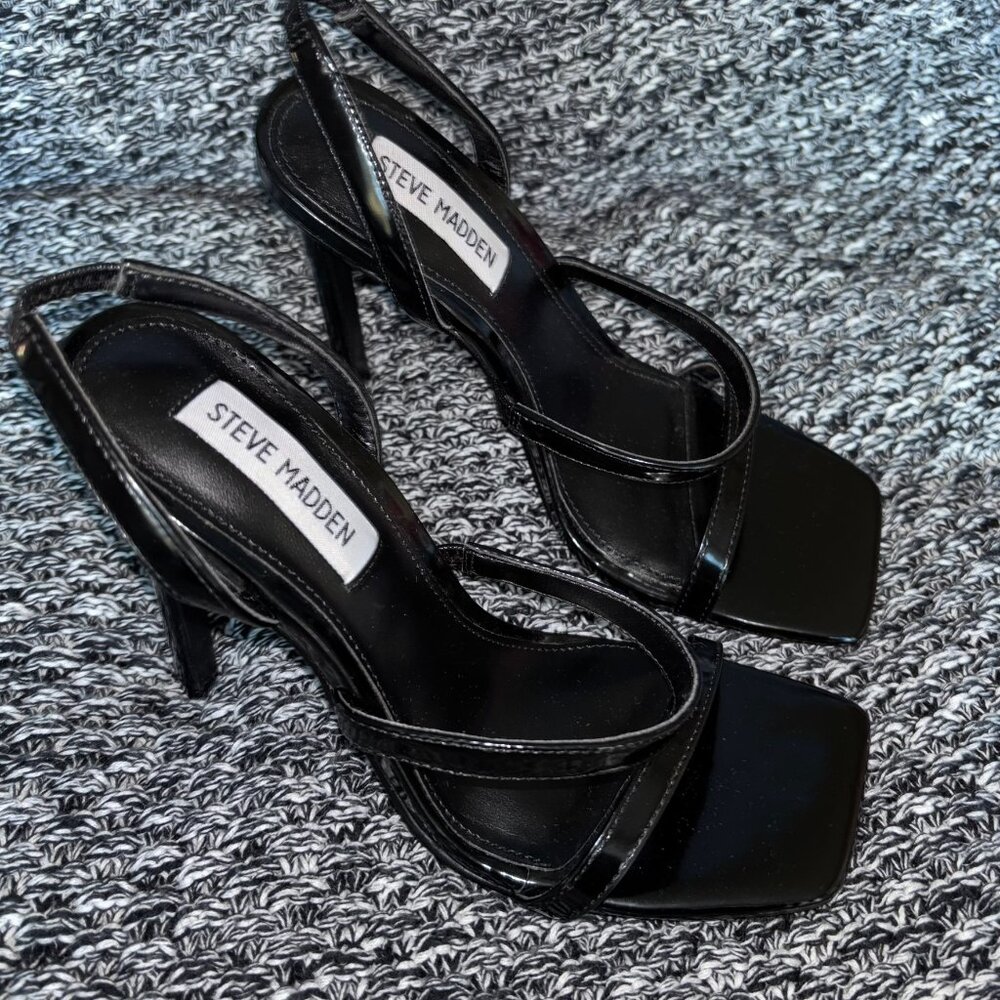 NWOT Never Worn Steve Madden 4.5" Strappy Stiletto Heels (Size 6.5, Black)